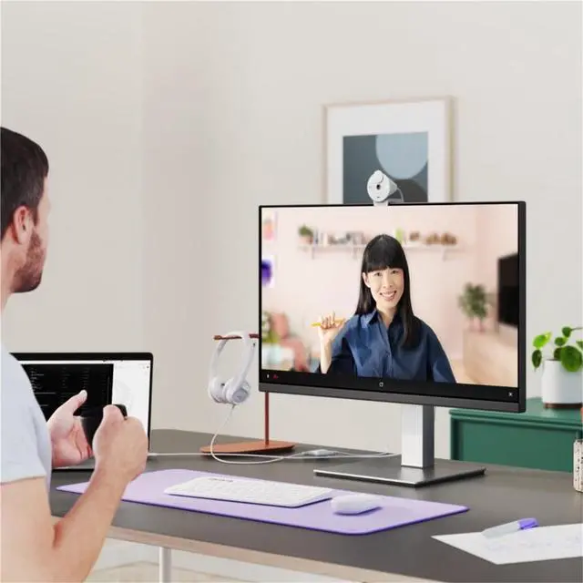 Alt view image 6 of 7 - Logitech BRIO 300 Wired HD Webcam, 60 fps/1080p Live Streaming Camera, Auto Light Correction, Noise Cancelling Microphone, (dFOV): 70°, USB-C ,  RightLight 2 , for Windows/macOS/ChromeOS/other, Black