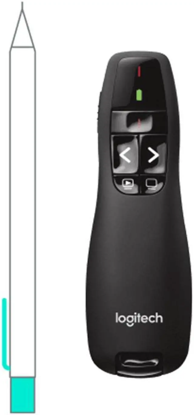 Alt view image 2 of 7 - Logitech R400 Wireless Presenter, For basic slide navigation,  button positioning by touch, 2 Laser, 640 to 660 nm (red), 2.4 GHz wireless, 10 meters , USB, for Windows® 10,11 or higher, black