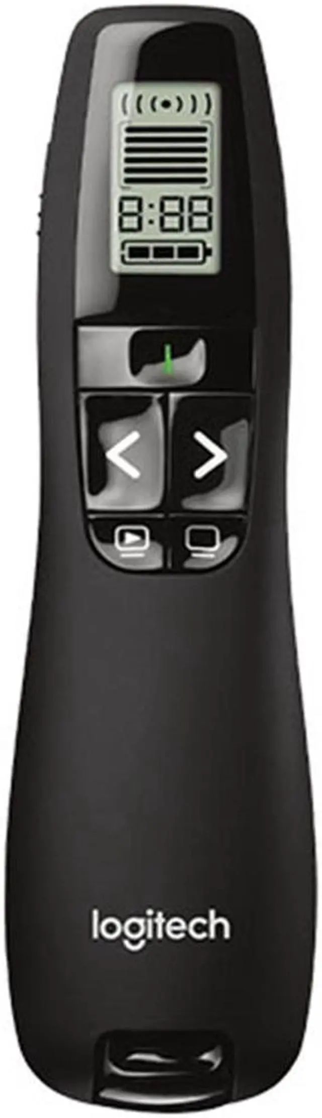 Main image of Logitech R800 Laser Wireless Presenter, With LCD display, keep track of time, 2 Laser, 522 to 542 nm (green), 30 meters, for Windows® 10,11 or higher, USB, 2.4 GHz wireless, black