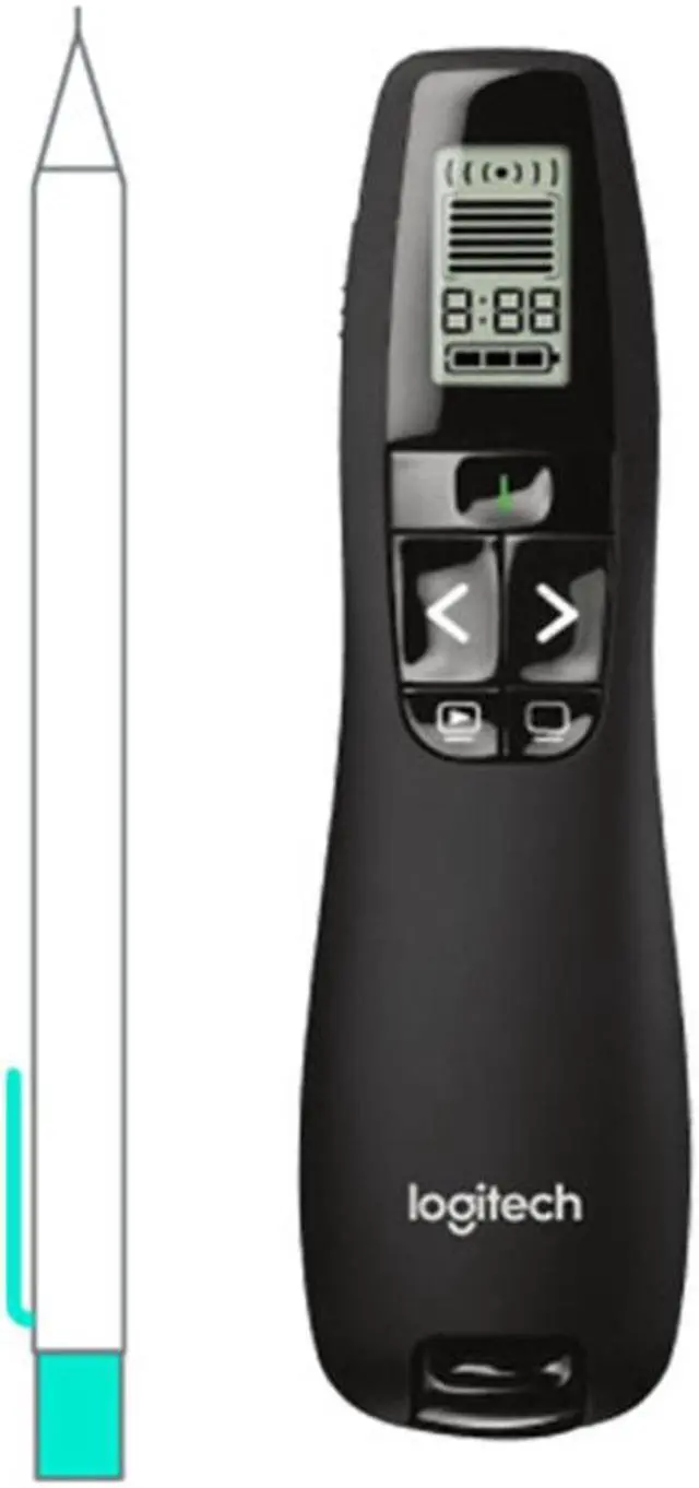 Alt view image 2 of 7 - Logitech R800 Laser Wireless Presenter, With LCD display, keep track of time, 2 Laser, 522 to 542 nm (green), 30 meters, for Windows® 10,11 or higher, USB, 2.4 GHz wireless, black