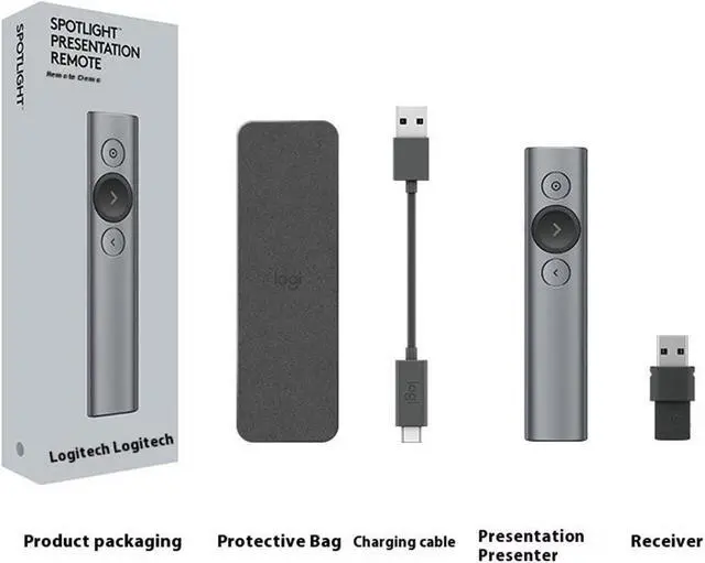 Alt view image 6 of 7 - Logitech Spotlight Advanced Wireless bluetooth Presenter, digital pointer,
3D Accelerometer and Gyroscope, 30 meters, LED, for Windows/macOS /ChromeOS/Linux, USB, for boardroom, classroom, black