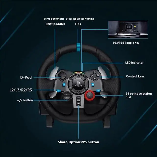 Alt view image 2 of 7 - Logitech G920/G29 Racing Game Steering Wheel, for Xbox, PlayStation and PC, for Windows, USB, PlayStation , with Pedals, Rotation: 900 degrees, realistic driving experience, black