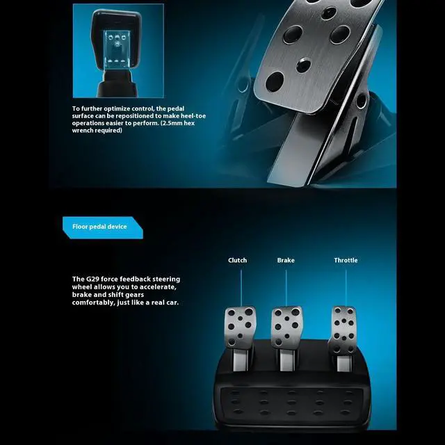 Alt view image 5 of 7 - Logitech G920/G29 Racing Game Steering Wheel, for Xbox, PlayStation and PC, for Windows, USB, PlayStation , with Pedals, Rotation: 900 degrees, realistic driving experience, black