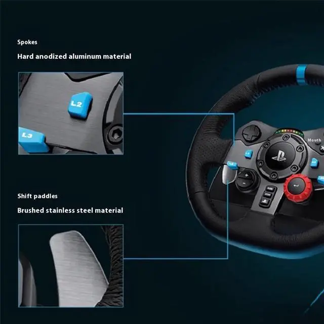 Alt view image 3 of 7 - Logitech G920/G29 Racing Game Steering Wheel, for Xbox, PlayStation and PC, for Windows, USB, PlayStation , with Pedals, Rotation: 900 degrees, realistic driving experience, black