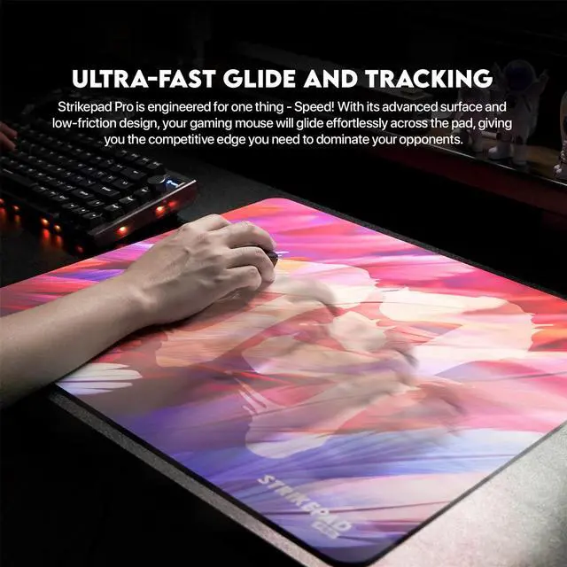 Alt view image 7 of 7 - FANTECH MST491 Gaming Mouse Pad, Waterproof Surface, High Non-slip Base, High Speed Strong Stability Holographic Design (49cm x 42cm), Red