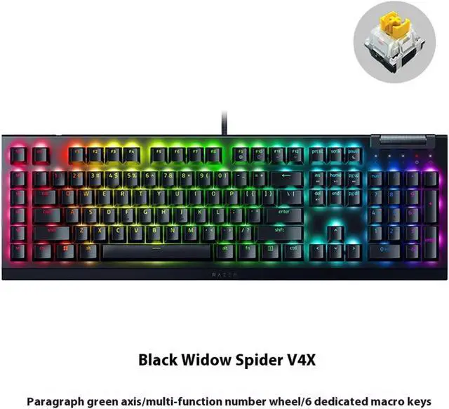 Alt view image 2 of 7 - FANTECH Black Widow Spider V4X Wired KeyboardSilent - 6 Macro Keys - Chroma RGB - Doubleshot ABS Keycaps - Roller & Media Keys - Snap TapYellow switch,104 Keys Black