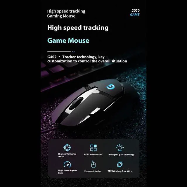 Alt view image 4 of 7 - Logitech (G) G402 Lightweight Wired Gaming Mouse,  Macro Programming ,  Portable Small Hand Applicable , 7200dpi, for Windows® 7 or later/macOS 10.11 or later/ChromeOS,  black