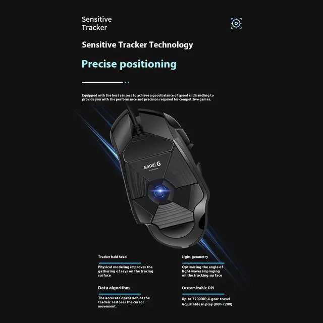 Alt view image 6 of 7 - Logitech (G) G402 Lightweight Wired Gaming Mouse,  Macro Programming ,  Portable Small Hand Applicable , 7200dpi, for Windows® 7 or later/macOS 10.11 or later/ChromeOS,  black