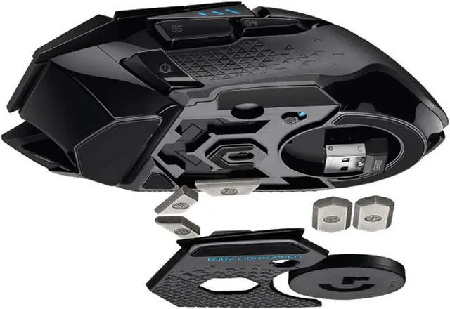 Alt view image 2 of 7 - Logitech (G) G502  LIGHTSPEED  Wireless Gaming Mouse,    RGB with Weighted Macro Programming, 25600DPI, 11buttons,  Laptop Big Hand Mouse,for Windows® 7 or later/macOS 10.11 or later/ChromeOS, BLACK