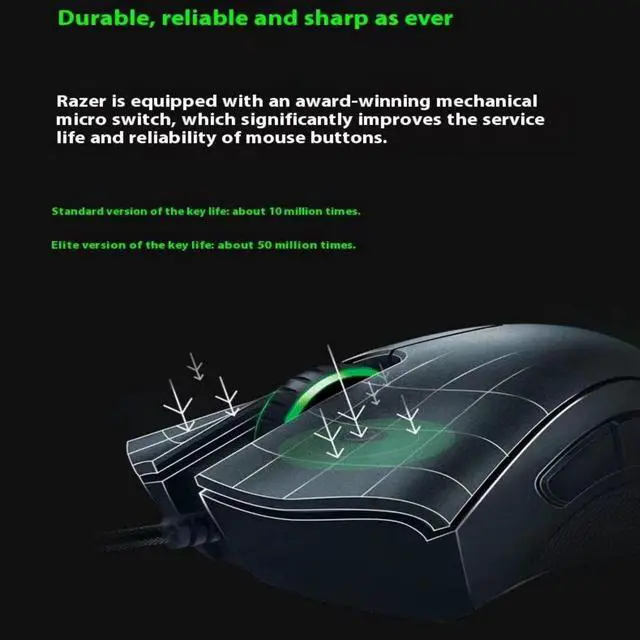 Alt view image 4 of 7 - FANTECH DeathAdder Essential wired Gaming Mouse, Ergonomic design 6400 DPI Optical Sensor - 5 Programmable Buttons - Mechanical Switches - Rubber Side Grips - Black