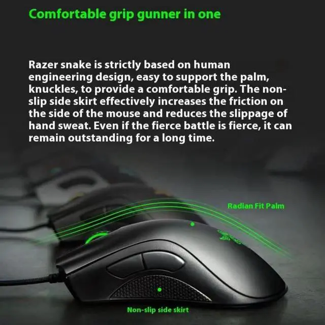 Alt view image 5 of 7 - FANTECH DeathAdder Essential wired Gaming Mouse, Ergonomic design 6400 DPI Optical Sensor - 5 Programmable Buttons - Mechanical Switches - Rubber Side Grips - Black