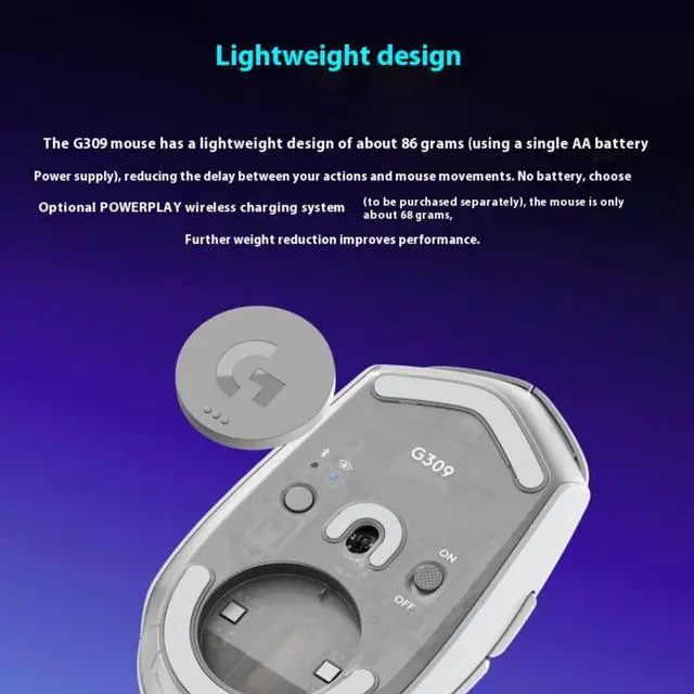 Alt view image 7 of 7 - Logitech G309 Wireless Gaming Mouse, Dual-Mode Connectivity, Lightweight Design, Hybrid Switch, HERO 25K Sensor, 25600dpi, 6 Buttons, for Windows10 or later/macOS10.11 or later/ChromeOS/Linux, Black