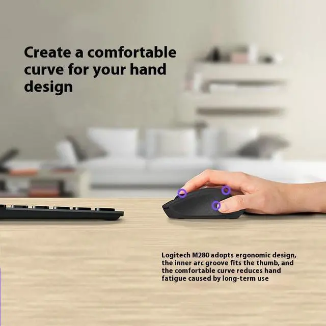 Alt view image 7 of 7 - Logitech M275  Wireless Mouse,  Office home Mouse Symmetric Mouse with Wireless Micro Receiver, 1000dpi, for Windows® 7 or later/macOS 10.11 or later/ChromeOS, Right Handed, blue