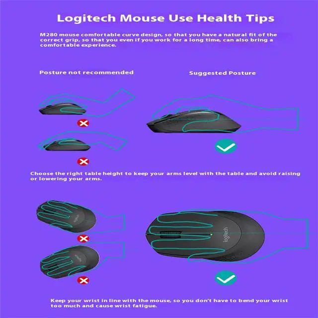 Alt view image 2 of 7 - Logitech M275  Wireless Mouse,  Office home Mouse Symmetric Mouse with Wireless Micro Receiver, 1000dpi, for Windows® 7 or later/macOS 10.11 or later/ChromeOS, Right Handed, blue