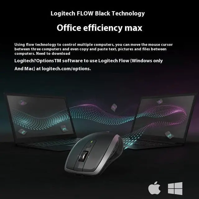 Alt view image 7 of 7 - Logitech M172 Wireless Mouse, Dual Connectivity, Cross-Computer Control,Extreme Scrolling, 4000dpi, 7 Buttons, Fast Charging, For Windows 7/8/10/11, macOS 10 or higher, ChromeOS, Linux, black