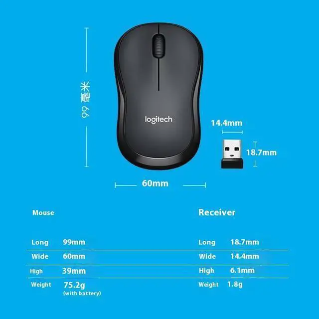 Alt view image 6 of 7 - Logitech B220 Silent Wireless Mouse with Wireless Micro Receiver Symmetrical Mouse for Office Home, 1000dpi, 3 Buttons for Windows, Mac, Chrome Os, Linux, black