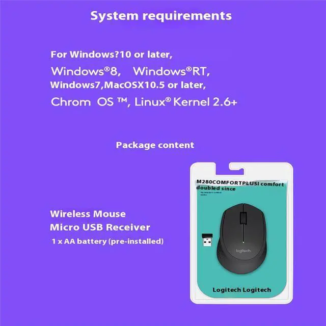 Alt view image 7 of 7 - Logitech M280  Wireless Mouse,  Office home Mouse Symmetric Mouse with Wireless Micro Receiver, 1000dpi,3buttons for Windows® 7 or later/macOS 10.11 or later/ChromeOS, Right Handed, red