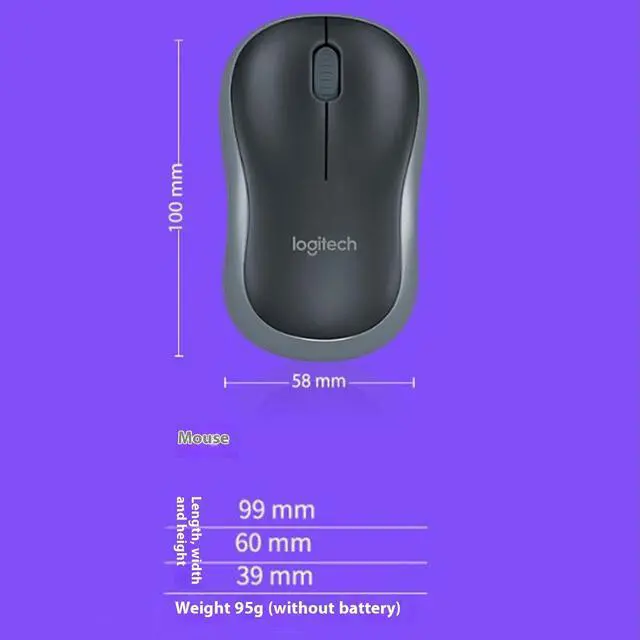 Alt view image 6 of 7 - Logitech B175 Silent Wireless Mouse with Wireless Micro Receiver Symmetrical Mouse for Office Home, 1000dpi, 3 Buttons,For Windows  7/8/10/11, macOS 10 or higher, ChromeOS, Linux, black