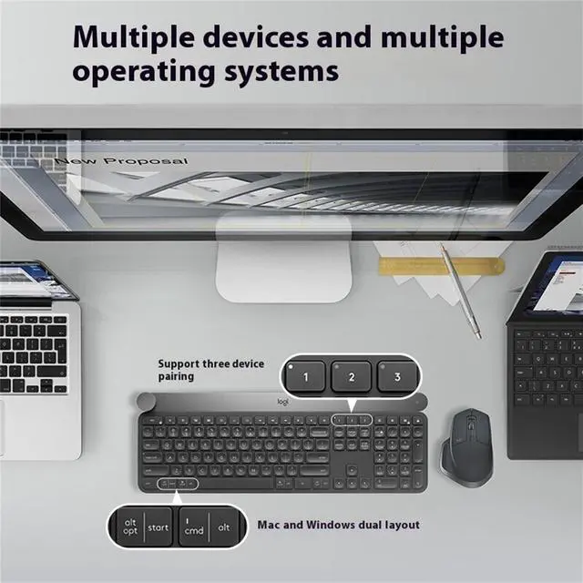 Alt view image 6 of 7 - Logitech Craft Advanced Wireless Keyboard with Creative Input Dial and Backlit Keys, Quiet and Efficient, Aluminum, Windows/macOS/ChromeOS/iPadOS Support, Black