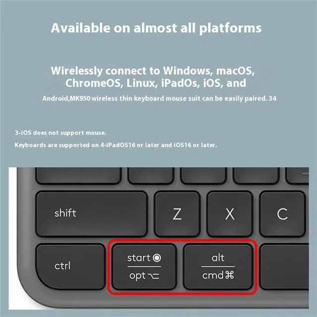 Alt view image 5 of 7 - Logitech Signature Slim K950 Wireless Keyboard, Sleek Design, Switch Typing Between Devices, Quiet Typing, Bluetooth, Multi-OS, Windows, Mac, Chrome - Graphiteblack grey