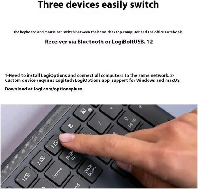 Alt view image 6 of 7 - Logitech Signature Slim K950 Wireless Keyboard, Sleek Design, Switch Typing Between Devices, Quiet Typing, Bluetooth, Multi-OS, Windows, Mac, Chrome - Graphiteblack grey