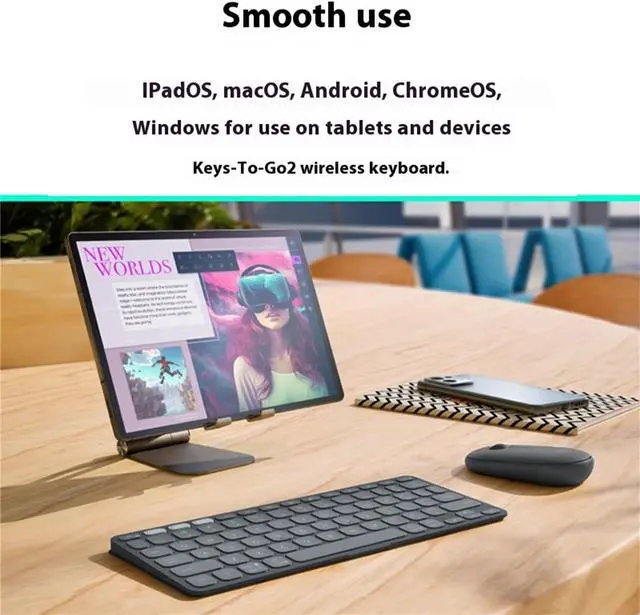 Alt view image 5 of 7 - Logitech KEYS-TO-GO 2 Wireless Mechanical Keyboard - Office Keyboard - Slim Design, Dwarf Shaft, Bluetooth Connectivity, Built-in Protective Cover, Supports Windows/macOS/ChromeOS/iPadOS, Black