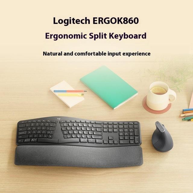 Alt view image 3 of 7 - Logitech ERGO K860 Wireless Ergonomic Qwerty Keyboard - Split Keyboard, Wrist Rest, Natural Typing, Stain-Resistant Fabric, Bluetooth and USB Connectivity, Compatible with Windows/Mac,Black
