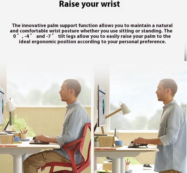 Alt view image 7 of 7 - Logitech ERGO K860 Wireless Ergonomic Qwerty Keyboard - Split Keyboard, Wrist Rest, Natural Typing, Stain-Resistant Fabric, Bluetooth and USB Connectivity, Compatible with Windows/Mac,Black