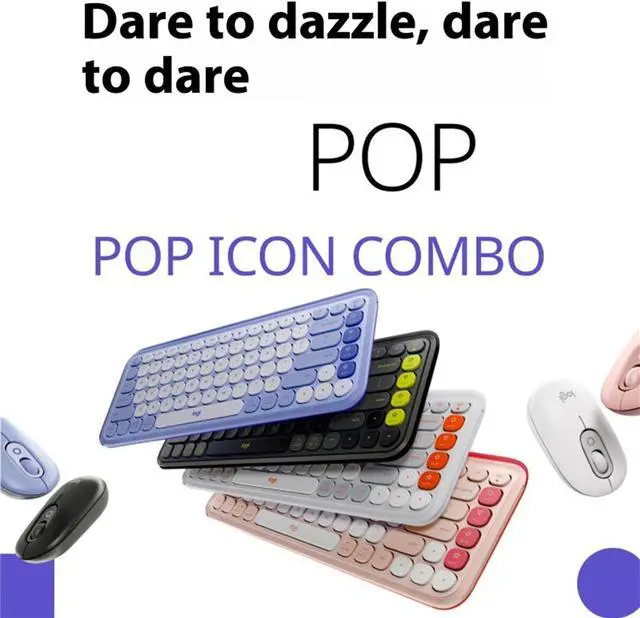 Alt view image 4 of 7 - Logitech POP ICON Keys Wireless Bluetooth Keyboard, Comfortable Typing, Programmable Keys, Easy-Switch Between up to 3 Devices, for Laptop, Tablet, PC  Lilac and Off-blue
