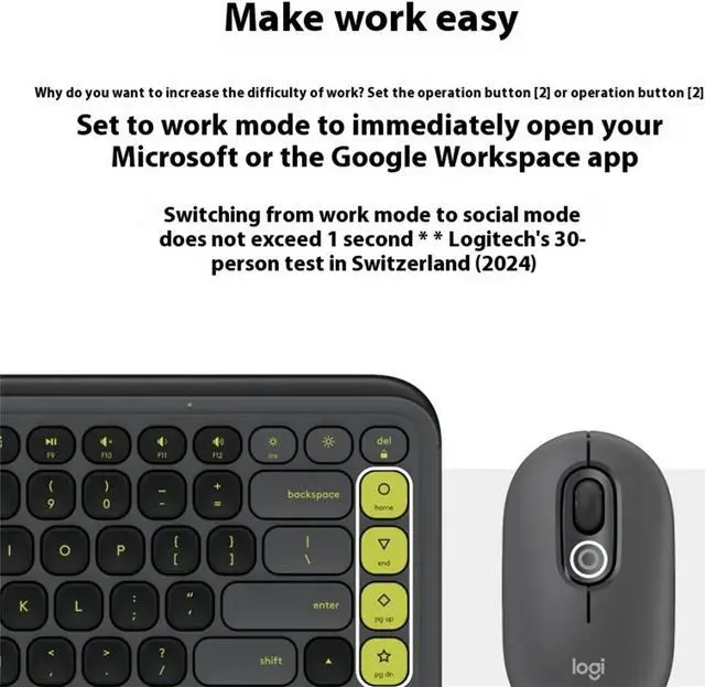 Alt view image 7 of 7 - Logitech POP ICON Keys Wireless Bluetooth Keyboard, Comfortable Typing, Programmable Keys, Easy-Switch Between up to 3 Devices, for Laptop, Tablet, PC  Lilac and Off-blue