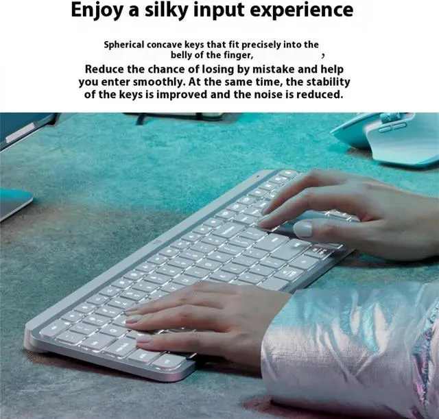 Alt view image 5 of 7 - Logitech MX Keys Mini Minimalist Wireless Illuminated Keyboard, Compact, Bluetooth, Backlit, USB-C, Compatible with Apple macOS, iOS, Windows, Linux, Android, Metal Build - white