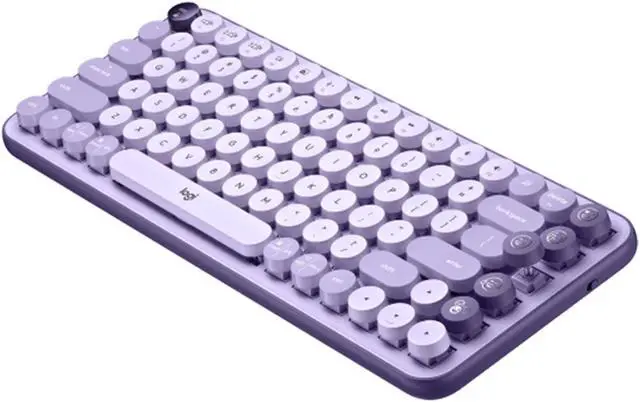 Alt view image 2 of 7 - Logitech POP Keys Mechanical Wireless Keyboard with Customizable Emoji , Durable Compact Design, Bluetooth or USB Connectivity, Multi-Device, OS Compatible - purple