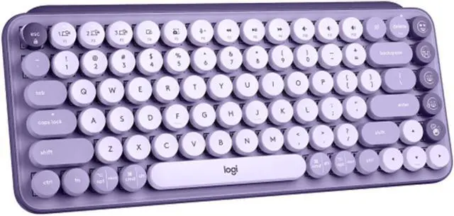 Main image of Logitech POP Keys Mechanical Wireless Keyboard with Customizable Emoji , Durable Compact Design, Bluetooth or USB Connectivity, Multi-Device, OS Compatible - purple