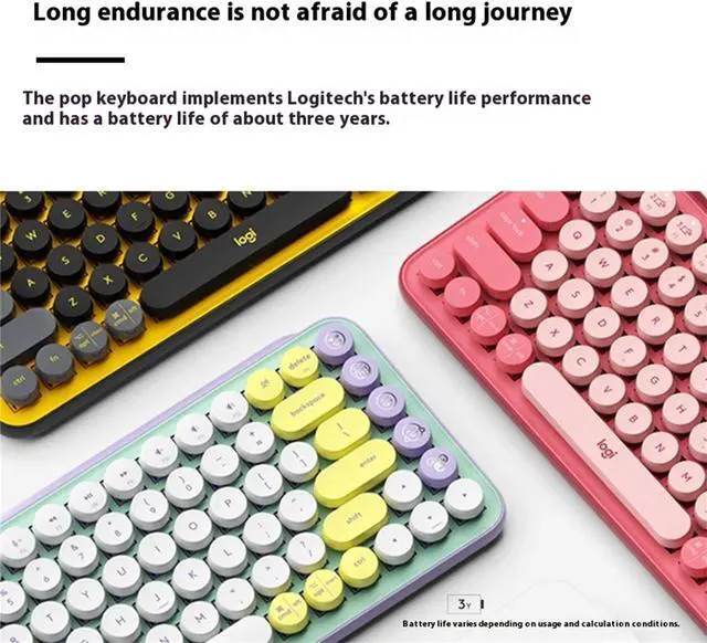 Alt view image 4 of 7 - Logitech POP Keys Mechanical Wireless Keyboard with Customizable Emoji , Durable Compact Design, Bluetooth or USB Connectivity, Multi-Device, OS Compatible - purple