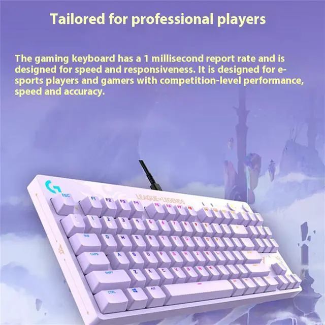 Alt view image 4 of 7 - Logitech G PRO Wired Mechanical Gaming Keyboard LOL Edition, GX BROWN, 87 Keys, Aluminum Faceplate, LIGHTSYNC RGB, Detachable Cable, 12 Programmable F-Key Macros - Purple