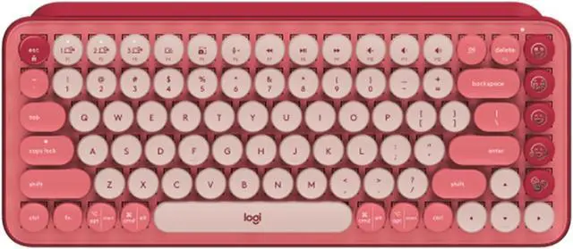 Alt view image 2 of 7 - Logitech POP Keys Mechanical Wireless Keyboard with Customizable Emoji , Durable Compact Design, Bluetooth or USB Connectivity, Multi-Device, OS Compatible - pink