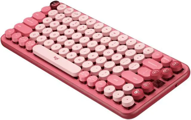 Alt view image 3 of 7 - Logitech POP Keys Mechanical Wireless Keyboard with Customizable Emoji , Durable Compact Design, Bluetooth or USB Connectivity, Multi-Device, OS Compatible - pink