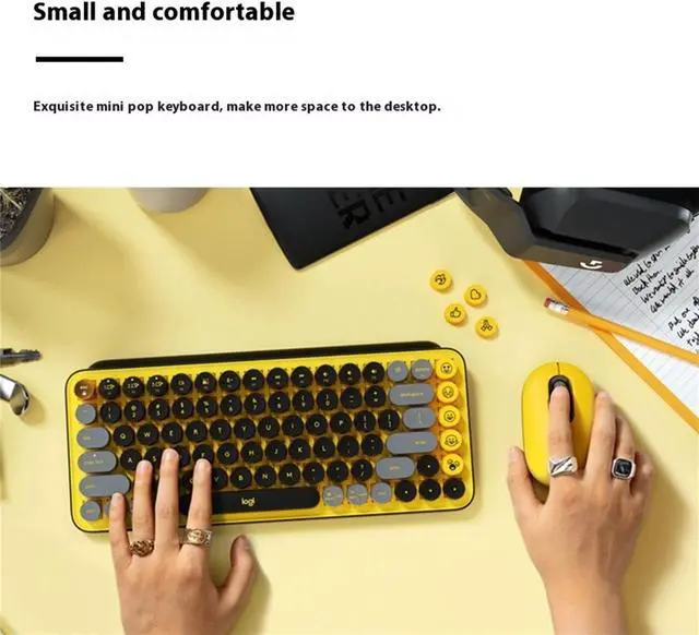 Alt view image 5 of 7 - Logitech POP Keys Mechanical Wireless Keyboard with Customizable Emoji , Durable Compact Design, Bluetooth or USB Connectivity, Multi-Device, OS Compatible - pink