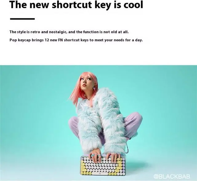 Alt view image 6 of 7 - Logitech POP Keys Mechanical Wireless Keyboard with Customizable Emoji , Durable Compact Design, Bluetooth or USB Connectivity, Multi-Device, OS Compatible - pink