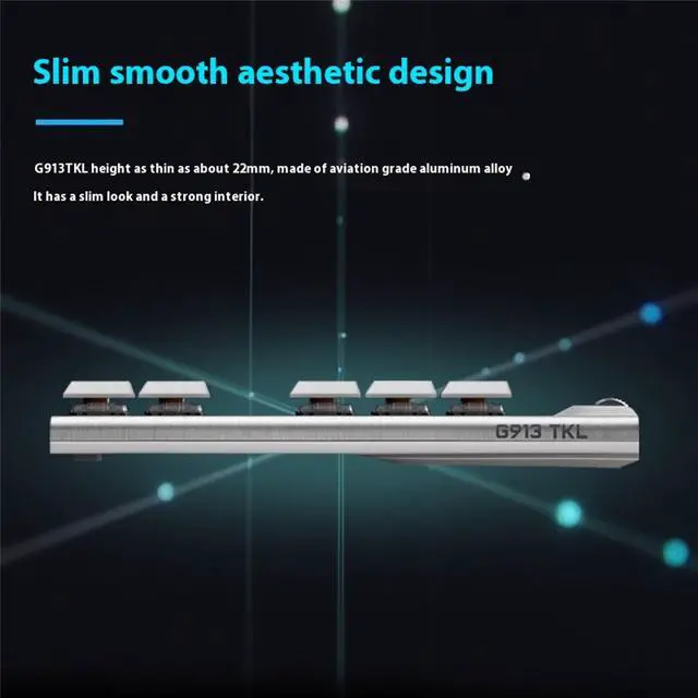 Alt view image 3 of 7 - Logitech G913 TKL LIGHTSPEED Wireless RGB Mechanical Keyboard, Dedicated Media Keys, 87 Keys, Aluminum Faceplate, Low Profile Switches, RGB Light Sync, Wireless and Bluetooth - Haptic - White