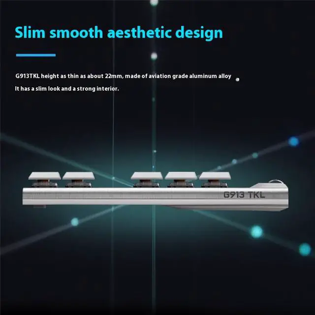 Alt view image 6 of 7 - Logitech G913 TKL LIGHTSPEED Wireless RGB Mechanical Keyboard, Dedicated Media Keys, 87 Keys, Aluminum Faceplate, Low Profile Switches, RGB Light Sync, Wireless and Bluetooth - Haptic - White