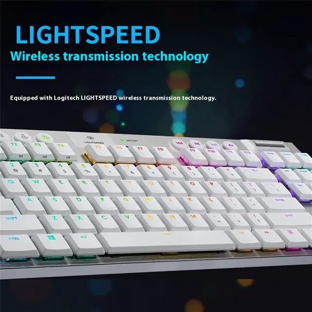 Alt view image 4 of 7 - Logitech G913 TKL LIGHTSPEED Wireless RGB Mechanical Keyboard, Dedicated Media Keys, 87 Keys, Aluminum Faceplate, Low Profile Switches, RGB Light Sync, Wireless and Bluetooth - Haptic - White