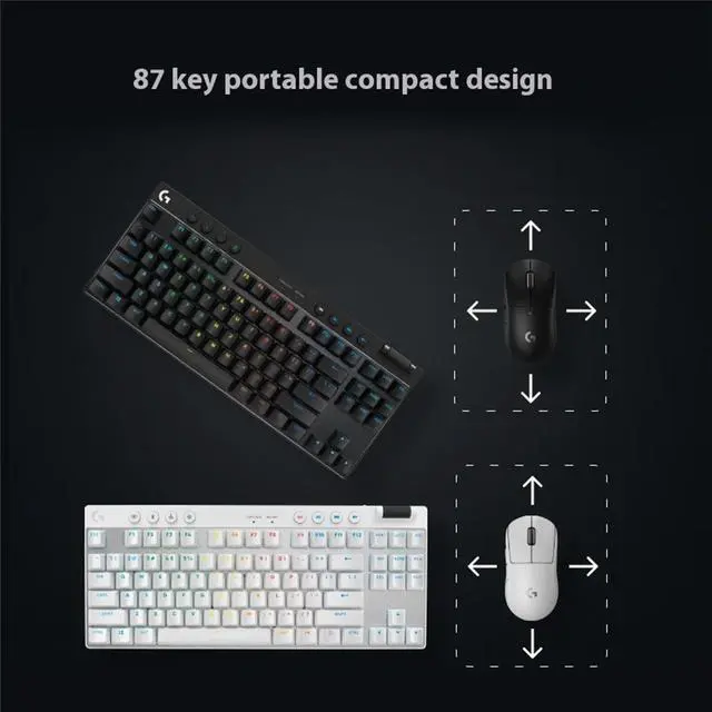 Alt view image 4 of 7 - Logitech PRO X TKL LIGHTSPEED Wireless Gaming Keyboard,Tri-Mode Connectivity, Ultra-Portable Tenkeyless Design, LIGHTSYNC RGB, PBT keycaps, Linear Switches (GX Red) - Black