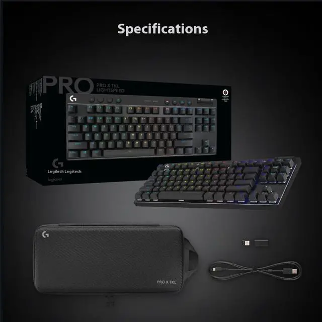 Alt view image 7 of 7 - Logitech PRO X TKL LIGHTSPEED Wireless Gaming Keyboard,Tri-Mode Connectivity, Ultra-Portable Tenkeyless Design, LIGHTSYNC RGB, PBT keycaps, Linear Switches (GX Red) - Black