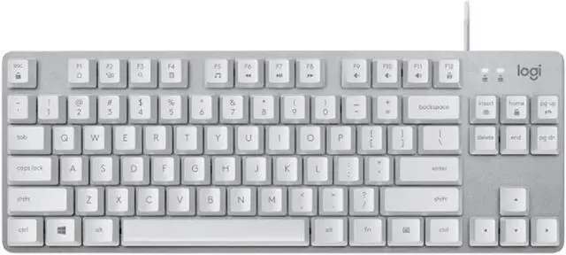 Alt view image 3 of 7 - Logitech K835 TKL MECHANICAL Wired Mechanical Gaming Keyboard, Curved Keycaps, 84-Key Compact Design, Aluminum, 12 Dual Function FN Pushbuttons, PC/Mac Compatible - White - Blue Shaft