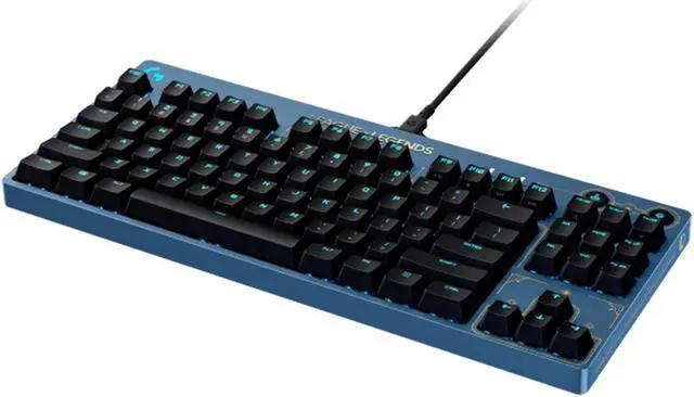 Alt view image 2 of 7 - Logitech G PRO Wired Mechanical Gaming Keyboard LOL Edition, GX BROWN, 87 Keys, Aluminum Faceplate, LIGHTSYNC RGB, Detachable Cable, 12 Programmable F-Key Macros - black blue