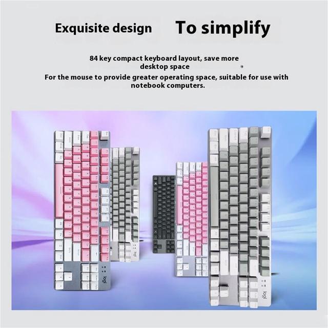 Alt view image 5 of 7 - Logitech K835 TKL MECHANICAL Wired Mechanical Gaming Keyboard, Curved Keycaps, 84-Key Compact Design, Aluminum, 12 Dual Function FN Pushbuttons, PC/Mac Compatible - White - Red Shaft
