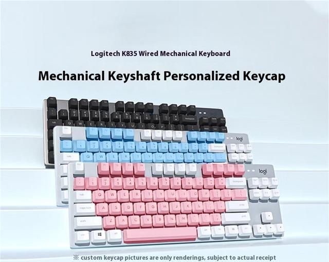Alt view image 4 of 7 - Logitech K835 TKL MECHANICAL Wired Mechanical Gaming Keyboard, Curved Keycaps, 84-Key Compact Design, Aluminum, 12 Dual Function FN Pushbuttons, PC/Mac Compatible - White - Red Shaft