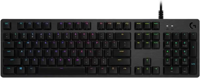 Alt view image 2 of 7 - Logitech G512 LIGHTSYNC RGB Mechanical Gaming Keyboard, Carbon Fiber English Layout GX Switches, Aircraft Grade Aluminum Alloy, 26 Keys Punchless, Macro Programming, USB Direct, Black, Red Shaft