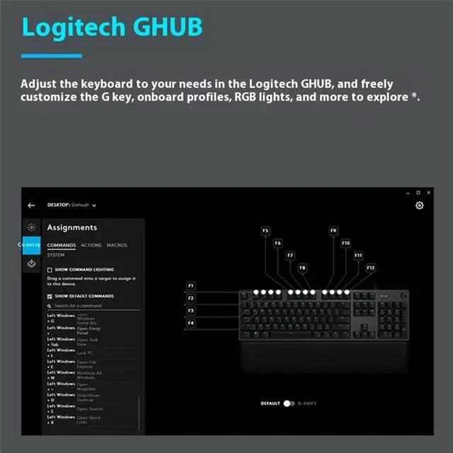 Alt view image 4 of 7 - Logitech G512 LIGHTSYNC RGB Mechanical Gaming Keyboard, Carbon Fiber English Layout GX Switches, Aircraft Grade Aluminum Alloy, 26 Keys Punchless, Macro Programming, USB Direct, Black, Red Shaft